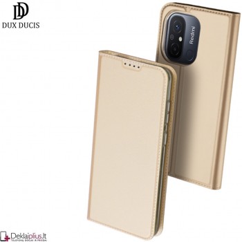 Dux Ducis dirbtinės odos atverčiamas dėklas - auksinės spalvos (Xiaomi Redmi 12C/11A/Poco C55)